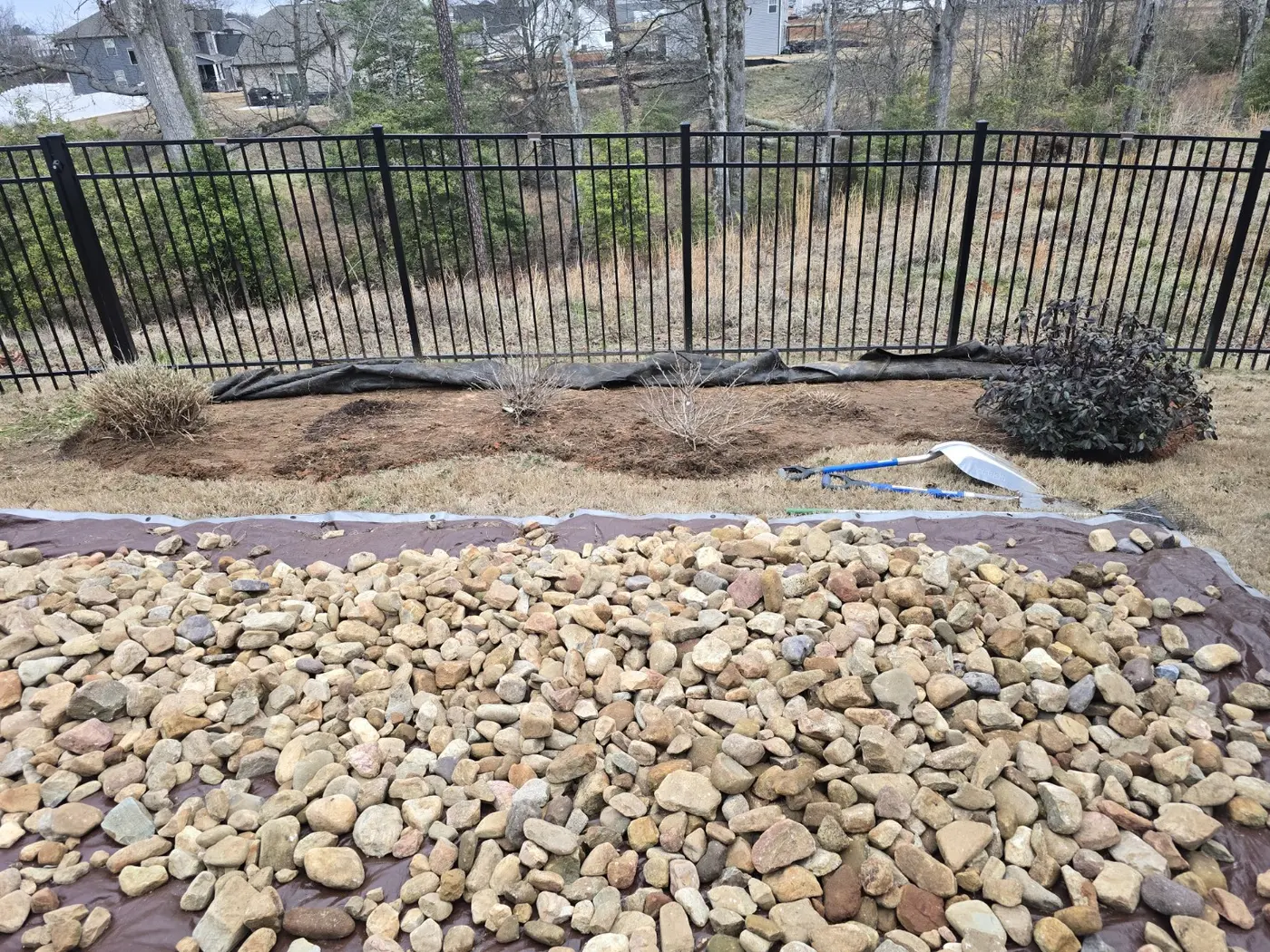 Decorative Rock Installation work by Manna Lawncare